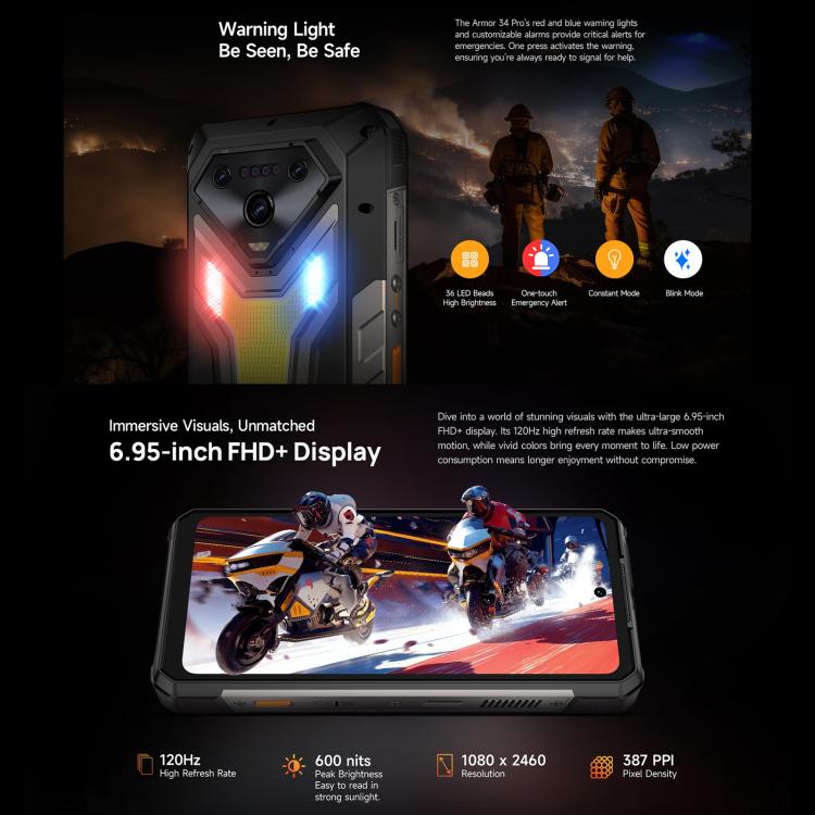 Ulefone Armor 34 Pro Rugged Phone 16GB+512GB Night Vision 5G by Ulefone