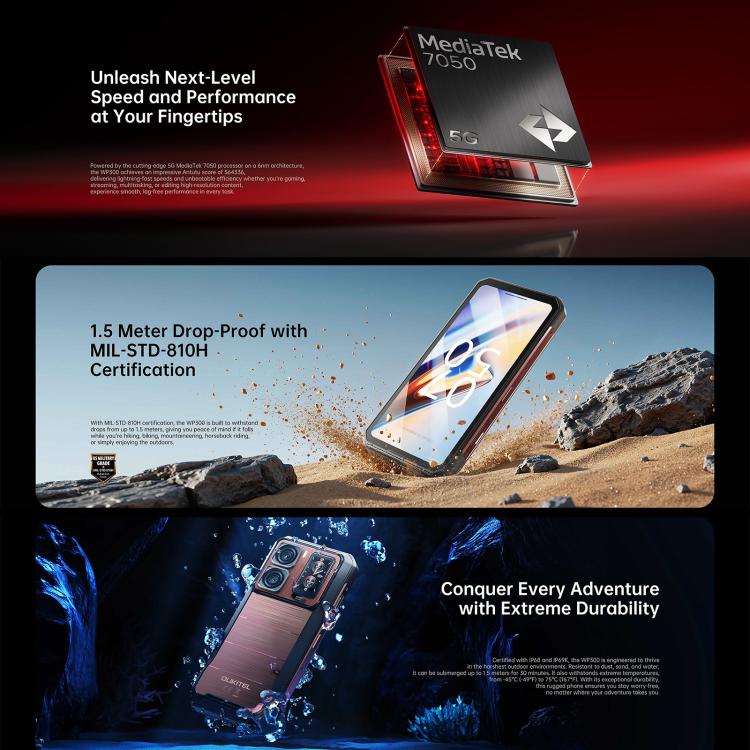 Oukitel WP300 Rugged Phone 12GB+512GB 6.8 Inch 5G Watch by OUKITEL
