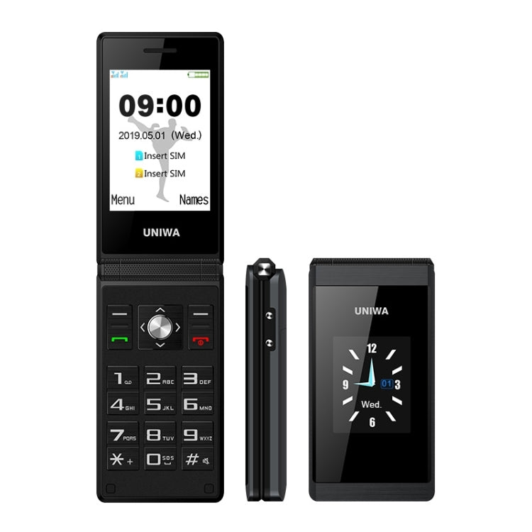 UNIWA X28 Dual-screen Flip Teléfono Clásico Doble Pantalla GSM