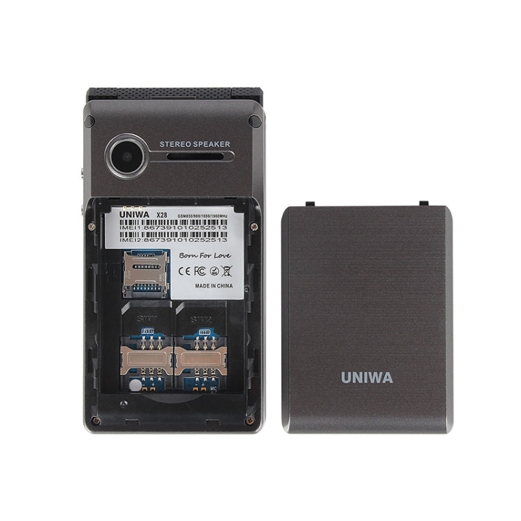 UNIWA X28 Dual-screen Flip Teléfono Clásico Doble Pantalla GSM