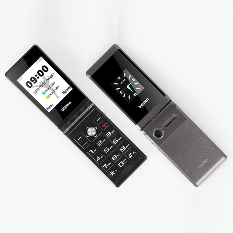 UNIWA X28 Dual-screen Flip Teléfono Clásico Doble Pantalla GSM