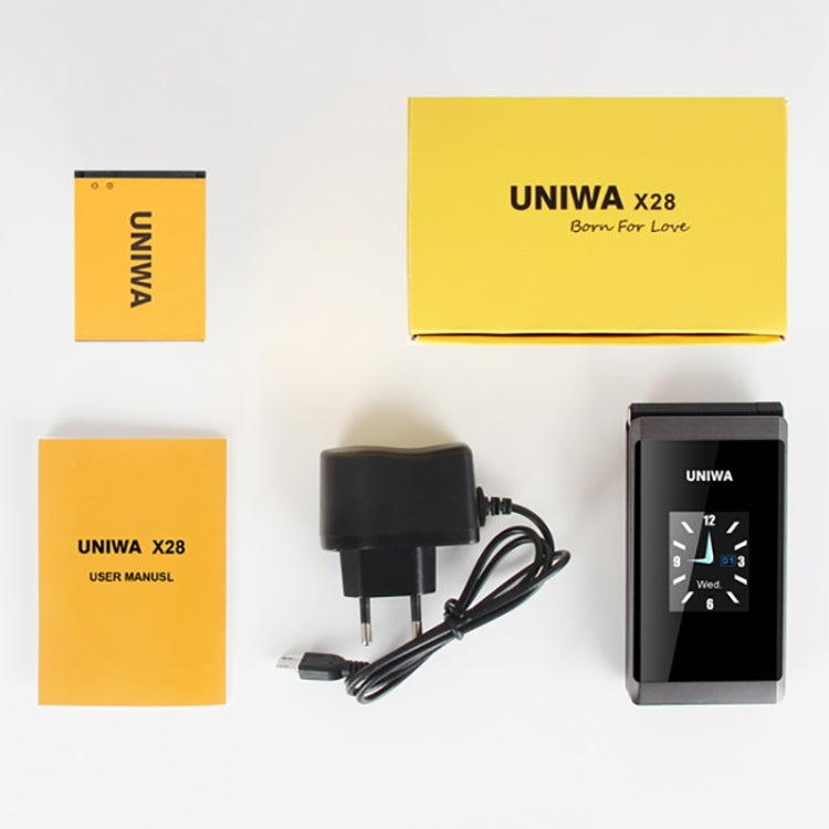 UNIWA X28 Dual-screen Flip Teléfono Clásico Doble Pantalla GSM