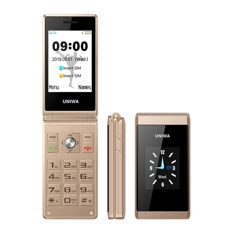 UNIWA X28 Dual-screen Flip Teléfono Clásico Doble Pantalla GSM