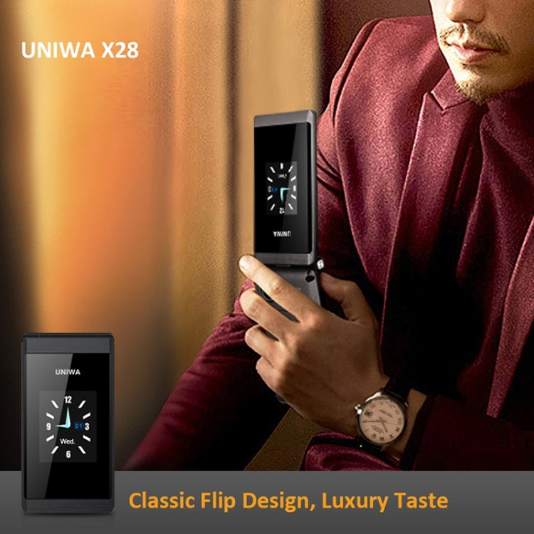 UNIWA X28 Dual-screen Flip Teléfono Clásico Doble Pantalla GSM