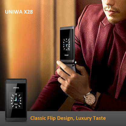 UNIWA X28 Dual-screen Flip Teléfono Clásico Doble Pantalla GSM