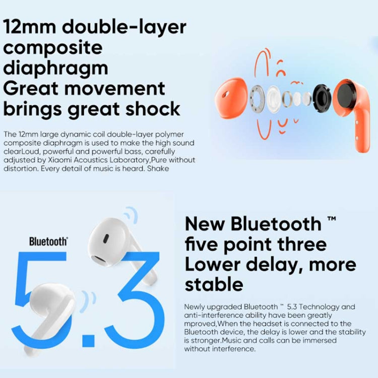 Original Xiaomi Redmi Buds 4 Lite TWS Bluetooth 5.3 Call Noise Reduction Earphone, Redmi Buds 4 Lite Black, Redmi Buds 4 Lite Orange, Redmi Buds 4 Lite Green, Redmi Buds 4 Lite